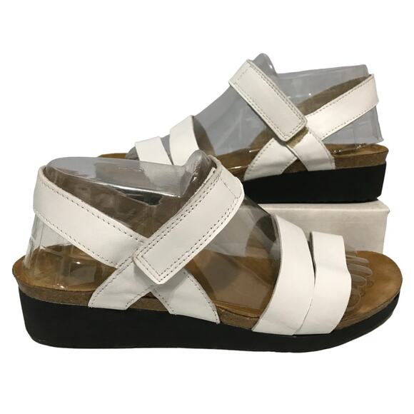 Naot Shoes - NAOT Size 40 US 9 White Leather Strappy Wedge Sandals Comfort ABEO BIO System